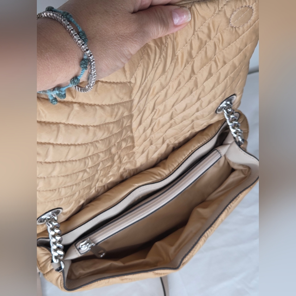 Rebecca Minkoff Elegant Nylon Beige Quilted Shoulder Bag - Picture 10 of 14